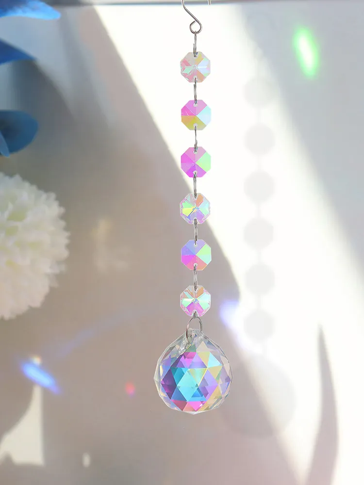 Crystal Wind Chimes Ornament AB Color Beads Hanging Pendant Kids Room Decor