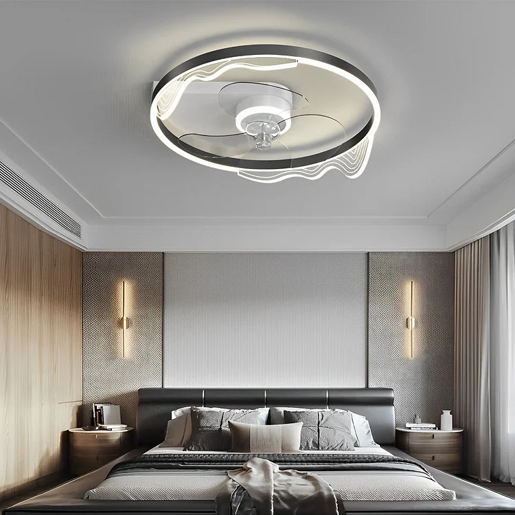 Round Creative LED Mute Intelligent Modern Bladeless Ceiling Fans Lamp - Appledas