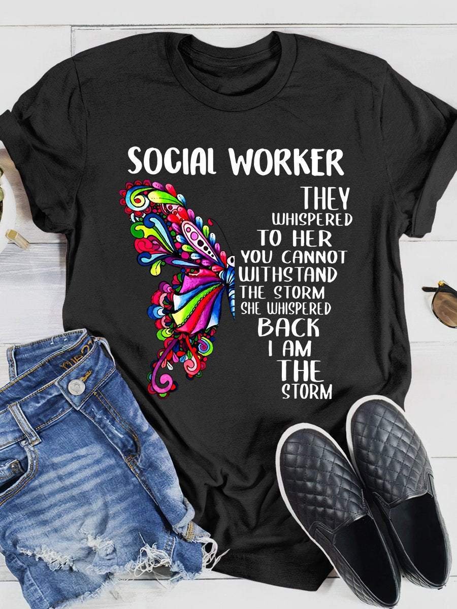 Social Worker Print Short Sleeve T-shirt
