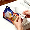 DIY Diamond Art Tissue Box Holder Eagle USA 250 PU Leather Diamond Art Desktop Organizer Resin Rhinestone Storage Organizers Gem Art Home Office Decor Craft Gift