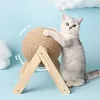 Griffoir Chat en Bois Massif avec Boule &agrave; Rouler Sisal
