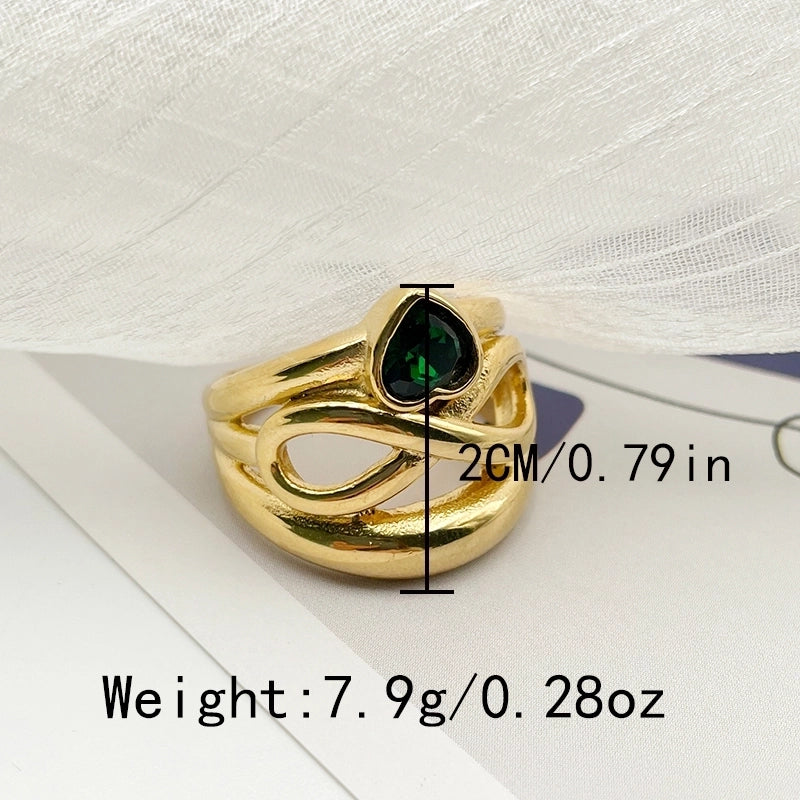 Casual Minimalist Heart Shape 304 Stainless Steel Zircon 14K Gold Plated Plating Inlay Rings