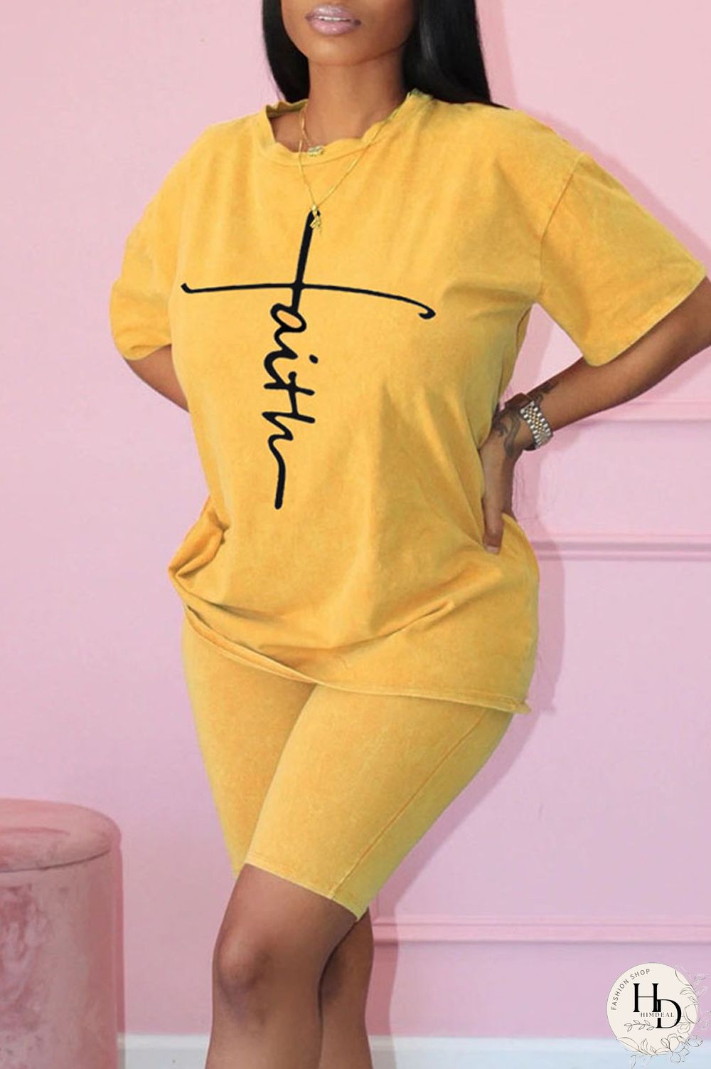 Black Casual Print Patchwork O Neck Short Sleeve Two Pieces