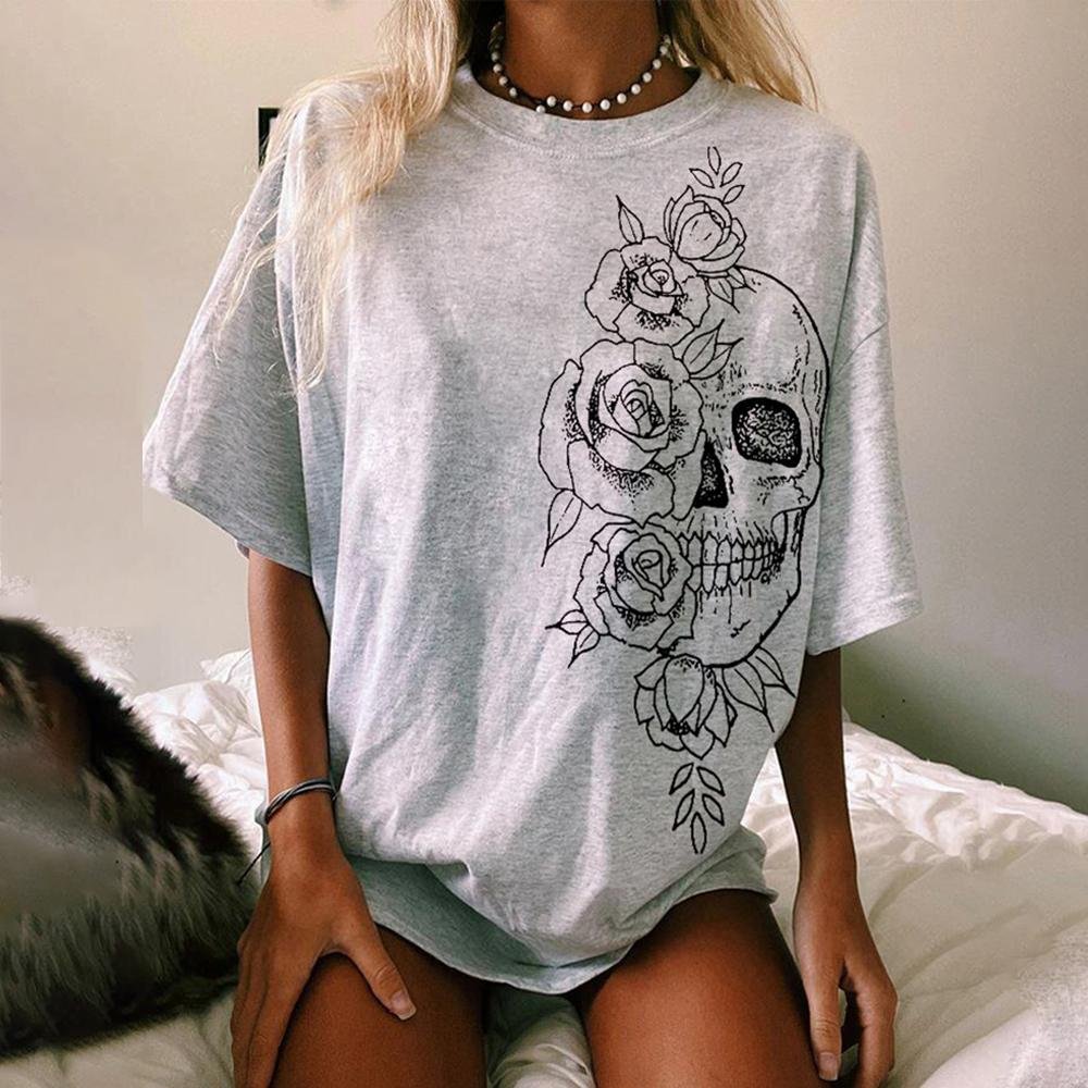Minnieskull Fashion flower and skull T-shirt - Minnieskull