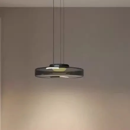 Contemporary Scandinavian Round Glass Iron LED Pendant Light For Bedroom