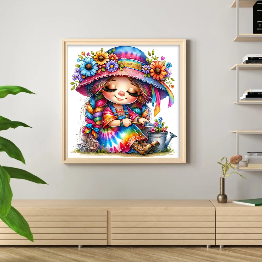 Full Round Diamond Painting 30*30cm - Gardening Girl