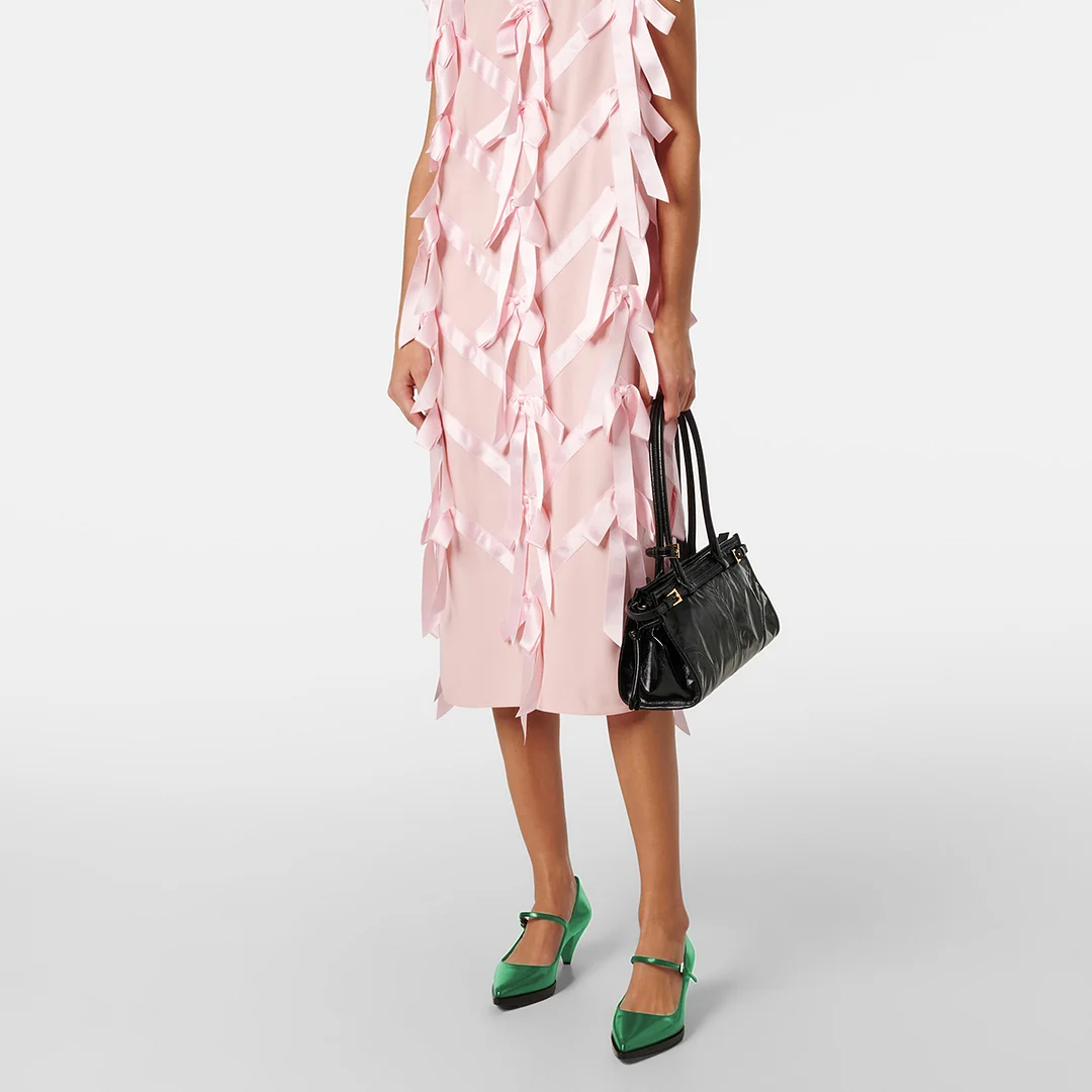 Shiny Dark Green Vegan Leather Heel Buckle Fastening Strappy Pumps