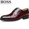 【BOSS&reg;】 Novos sapatos masculinos de couro de bezerro em relevo 2024