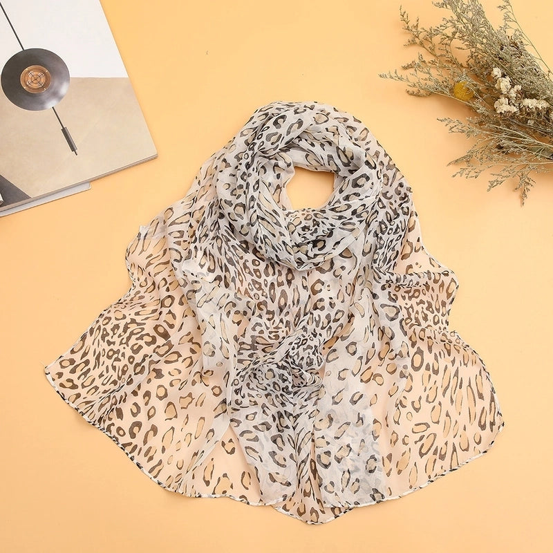 Sand Scarf Summer Small Scarf Dual-use Korean Style Small Scarf Classic Leopard Chiffon Scarf Women Thin Shawl