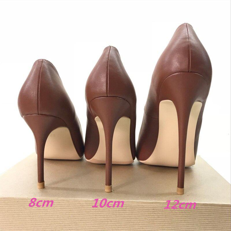 Pointed High-heeled Brown Single Shoes 12cm 44 Size High Heels Ladies Shoes