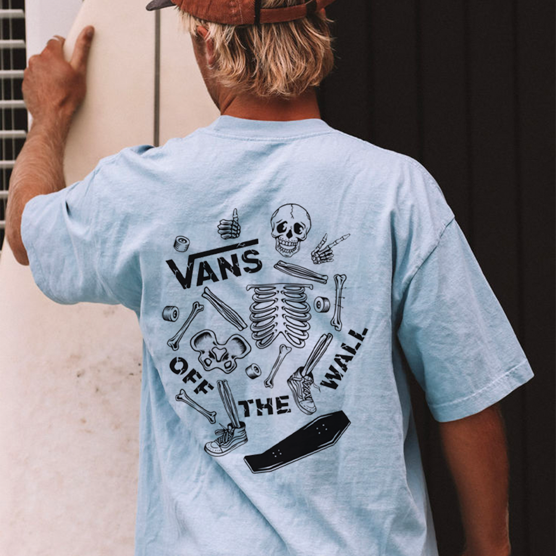 Surf Style Skeleton Printed T-Shirt / TECHWEAR CLUB / Techwear