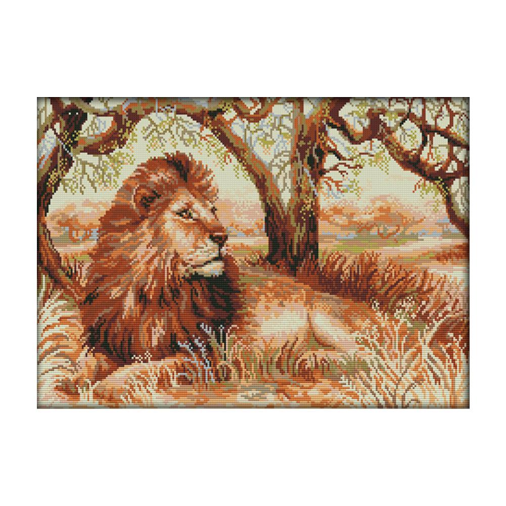 

African Lion - 14CT Stamped Cross Stitch - 51*36cm, 501 Original
