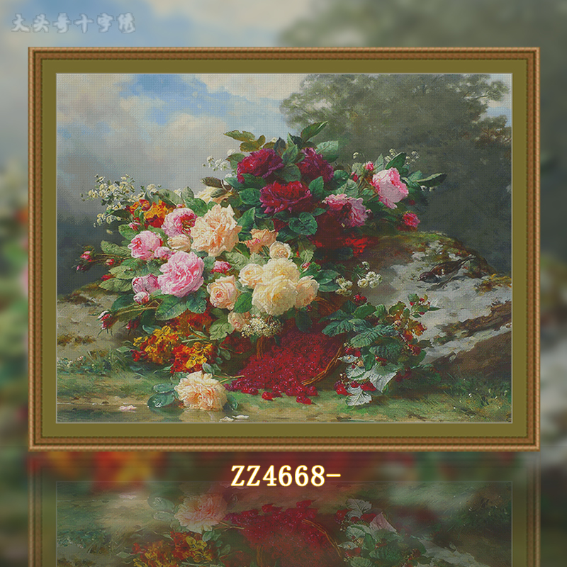 [ZZ4668-Oil painting blooming in half summer]  Painting Fairy Cross Stitch