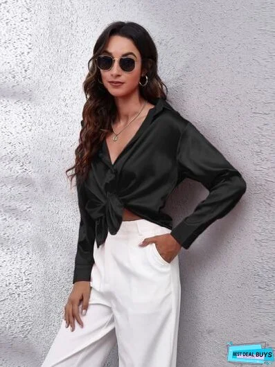 Button Up Collared Neck Long Sleeve Shirt