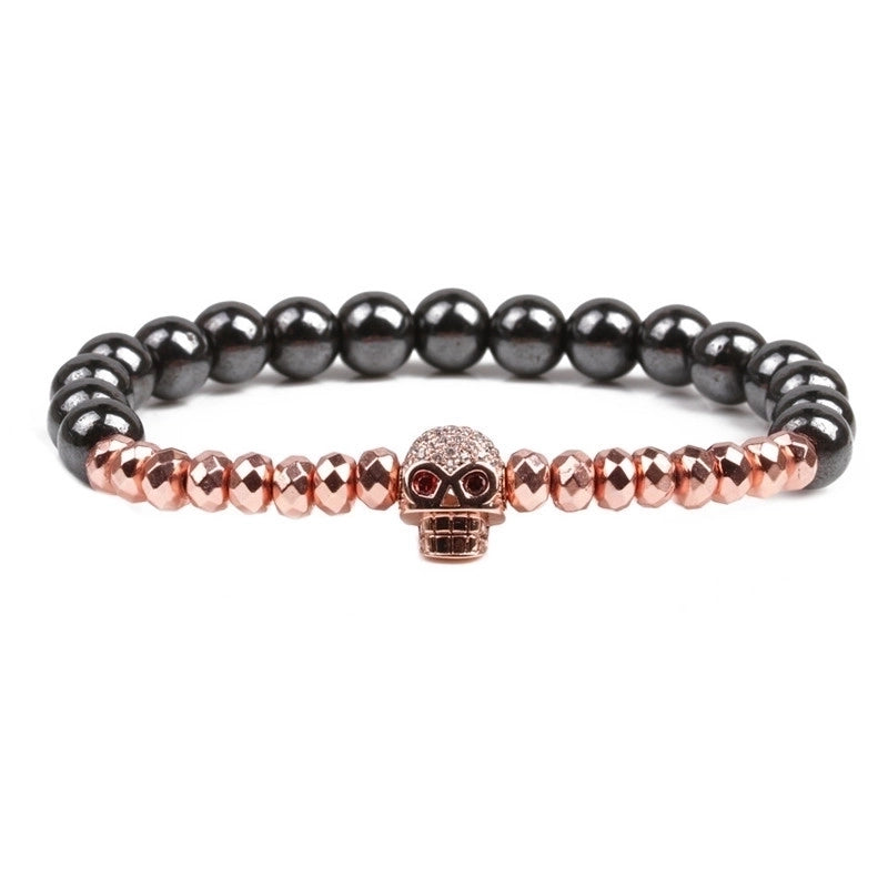 Fashion Multicolor Crown Skull Beaded Inlay Zircon Halloween Unisex Bracelets