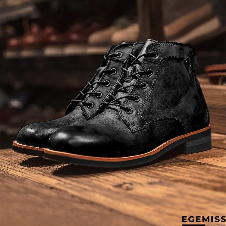 Cow Split Leather Men Boots Comfortable Boots Men Footwear Rubber Ankle Boots Men's Shoes | EGEMISS