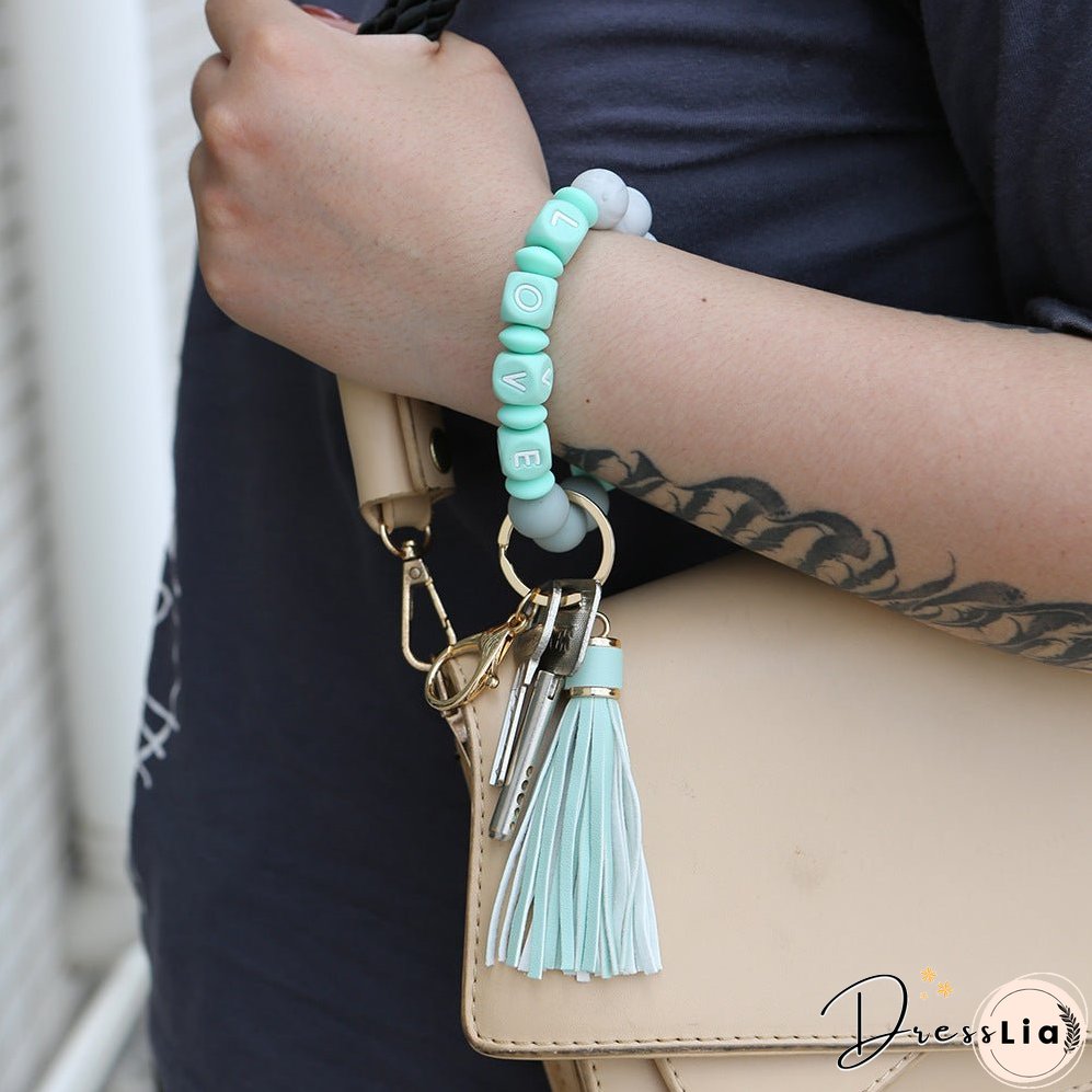 Paziye Card Holder Key Ring Silicone Bead Bracelet Key Chain