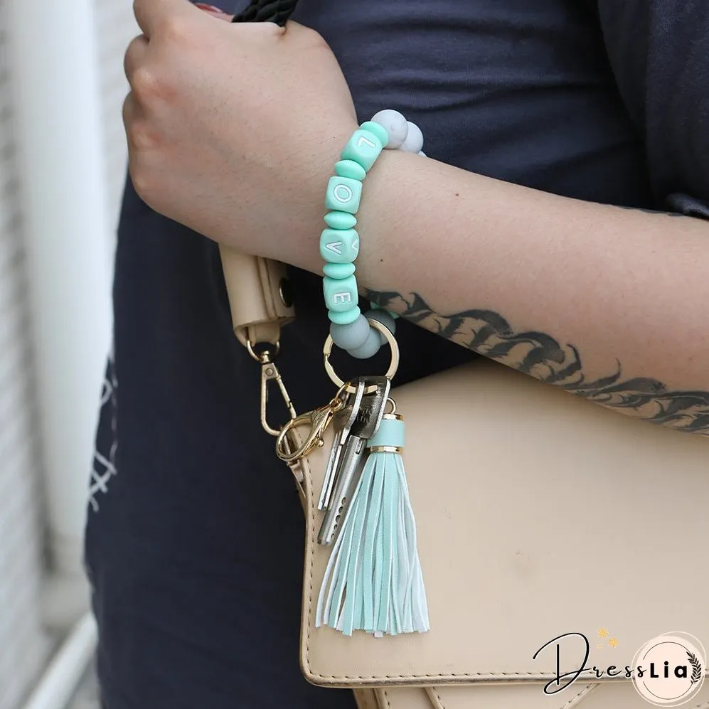 Paziye Card Holder Key Ring Silicone Bead Bracelet Key Chain