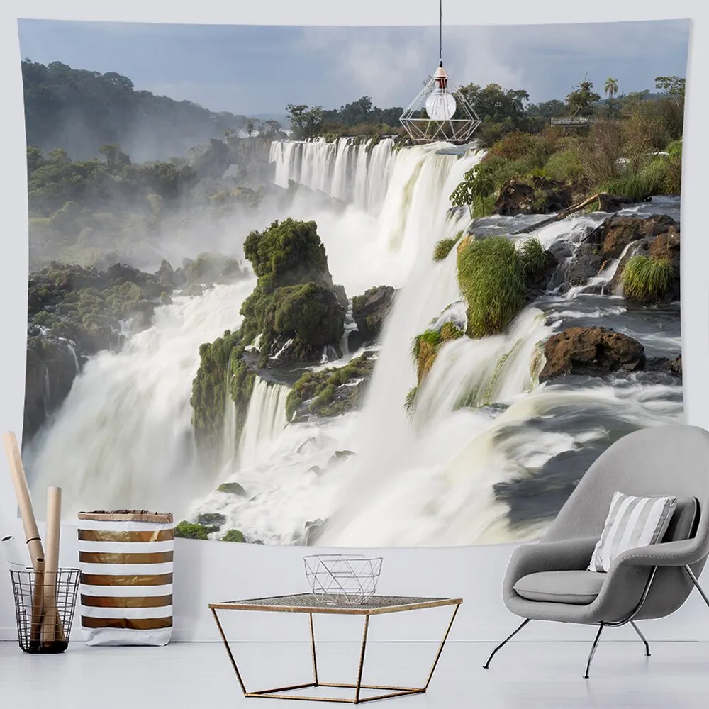 Nigikala waterfall forest home art tapestry Hippie Bohemian decoration large bed sheet background wall sofa blanket