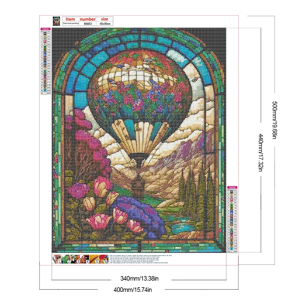 Diamond Painting - Full Round Drill - Stained Glass Hot Air Balloon(40*50cm)