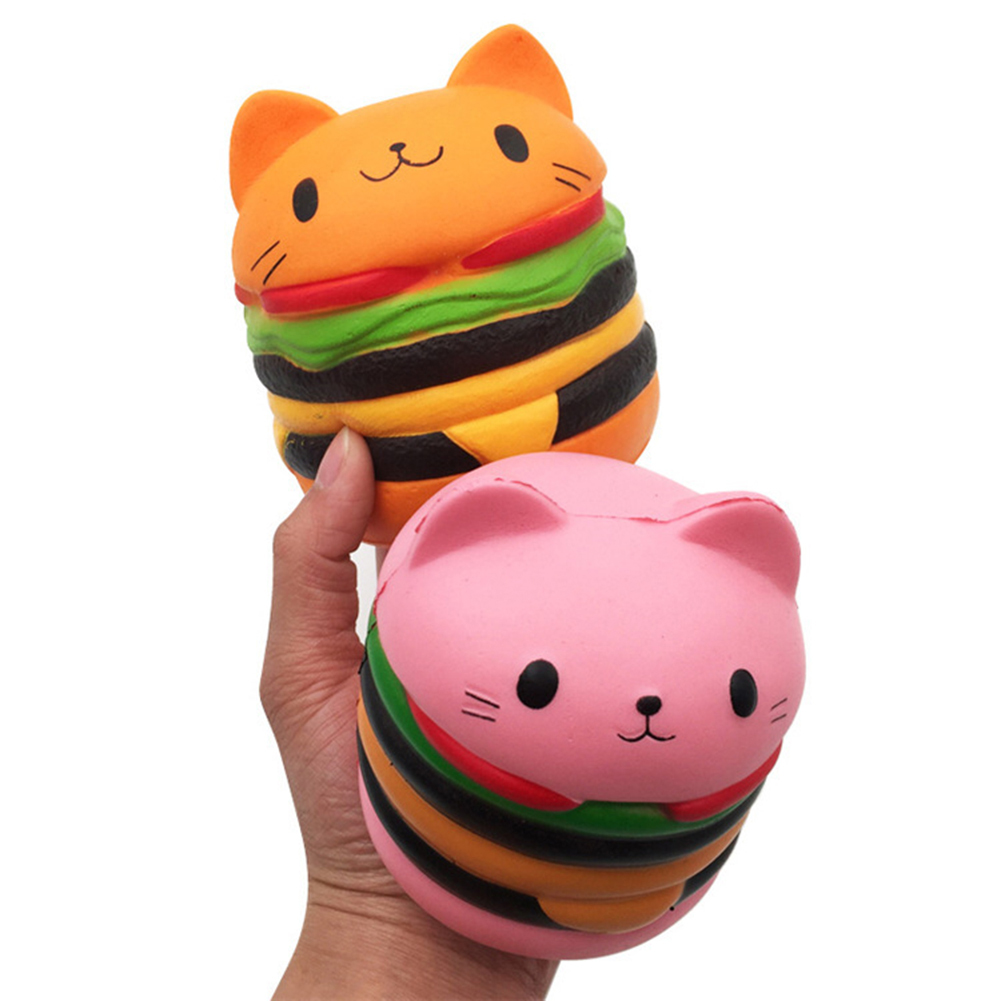 

Kneading Toy Slow Rebound Cat Head Hamburger Soft Cartoon Decompression Toy, 501 Original