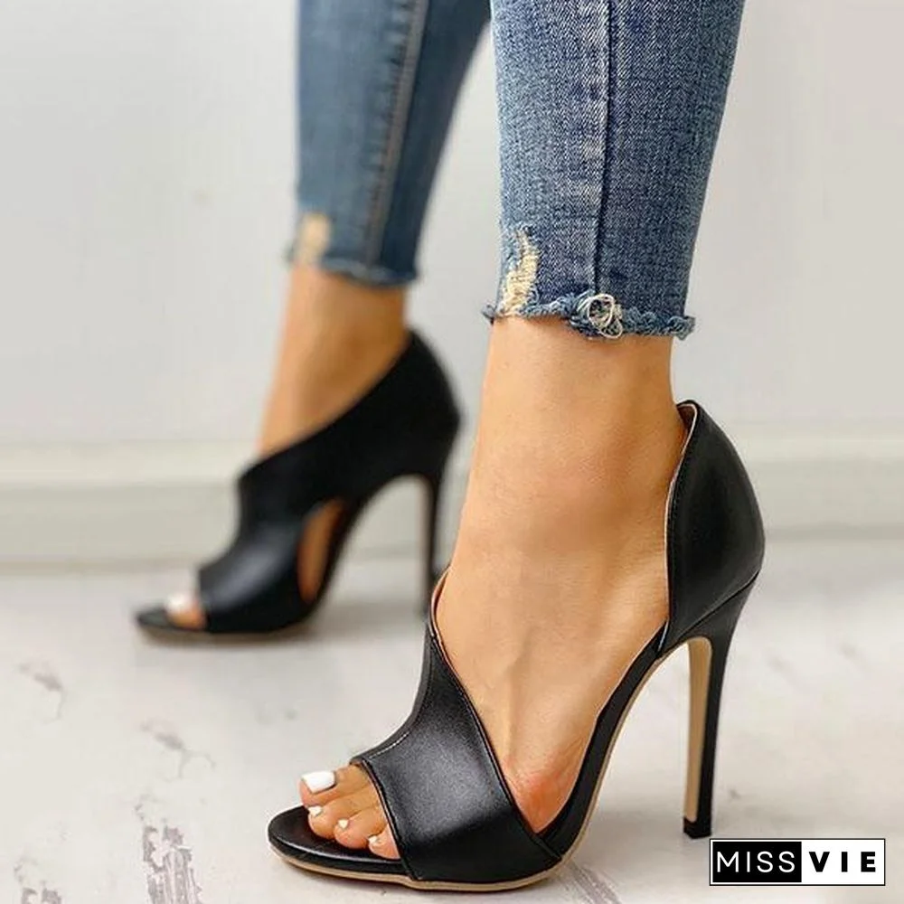 Cutout Peep Toe Thin Heeled Heels