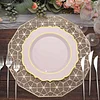 10 Pack | 10" Blush / Rose Gold Plastic Dinner Plates Disposable Tableware Round With Gold Scalloped Rim