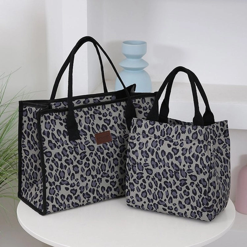 Women’s Denim Leopard Classic Style Square Zipper Tote Bag