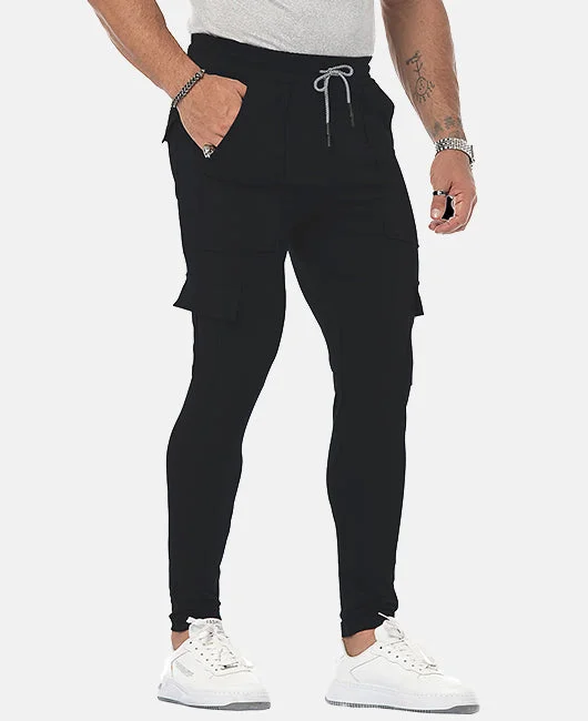 Multi-pocket Elastic Waist Drawstring Casual Pants
