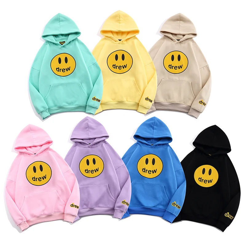 Drew Smiley Sweatshirt Trendy Loose Couple's Hoodie Jacket