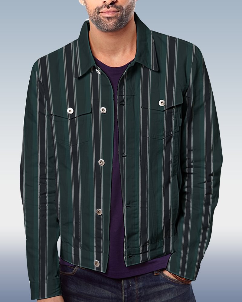 Men's Casual  Stripe Floral Jacket 039