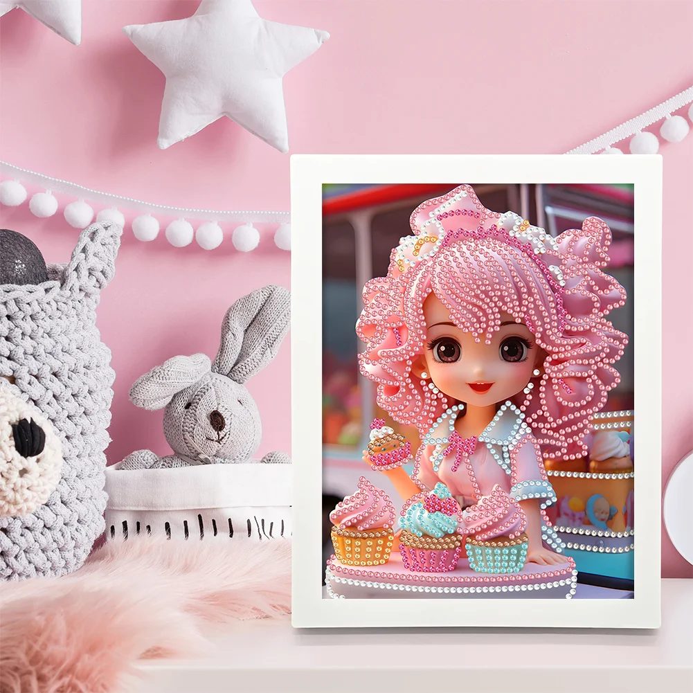 Diamond Painting - Partial Crystal Rhinestone Drill - Cartoon Girl(Canvas|15*20cm)【with Plastic Frame】