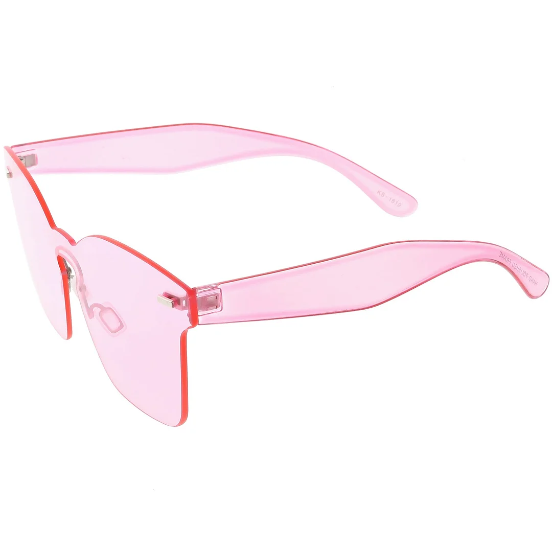 Oversize Rimless Horn Rimmed glasses Keyhole Nose Bridge Mono Flat Lens 59mm