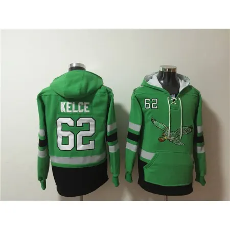 Men's Philadelphia Eagles #62 Jason Kelce Green Ageless Must-Have Lace-Up Pullover Hoodie XNPE