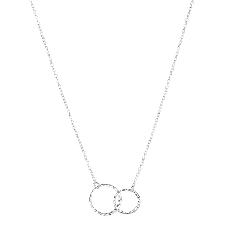 Interlocking Necklace Women Pendant Silver 2 Circle Necklace Gift For Girls Friends Couple