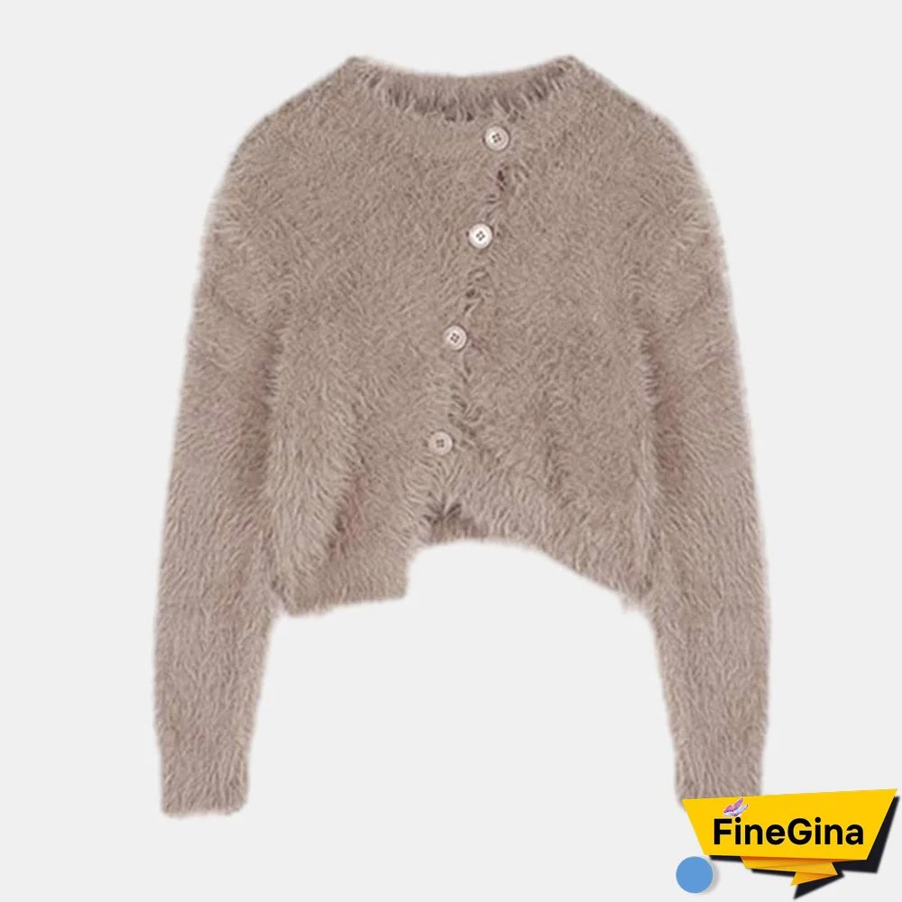 Irregular Brown Cardigan Sweater