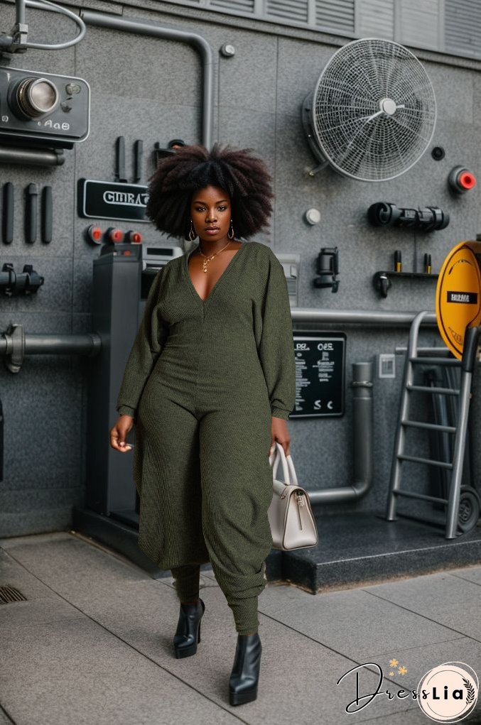 Women Ribbed Solid Patchwork Jumpsuit