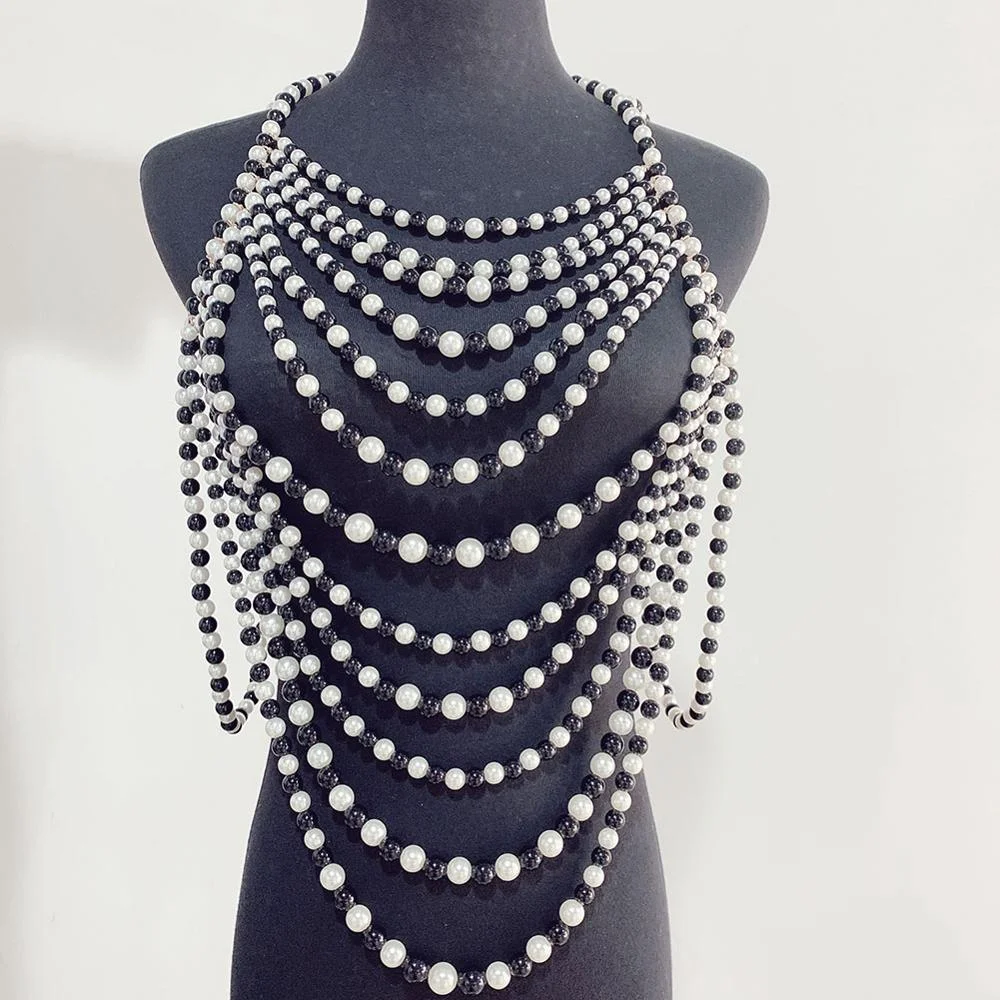 Dvacaman Korean Handmade Simulated Pearl Statement Necklace Women 2019 New Fashion Sex Body Chain Charm Necklace Jewelry Female