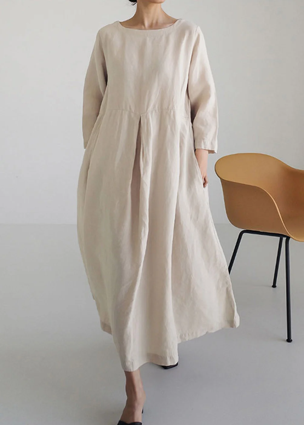 Linen And Cotton Casual Maxi Dress