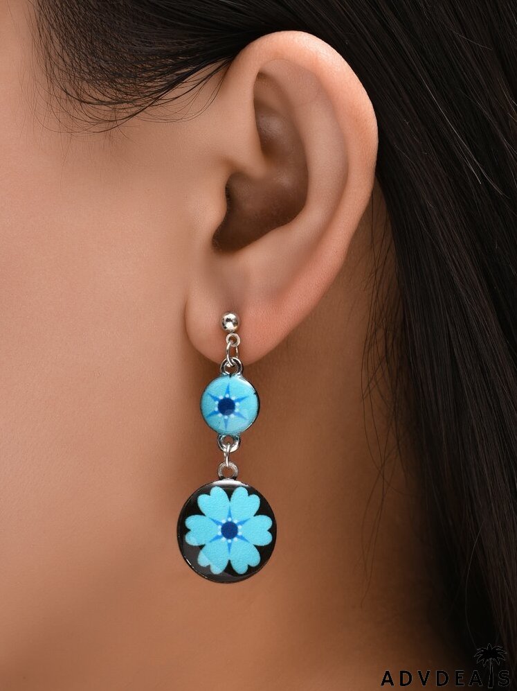 Floral Pattern Drop Earrings
