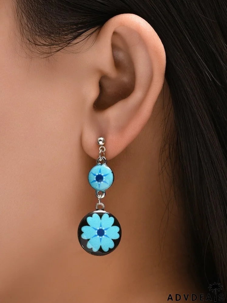 Floral Pattern Drop Earrings