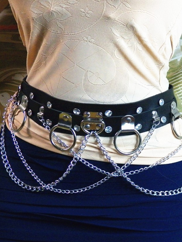 Punk Rivet Metal Chain Belt