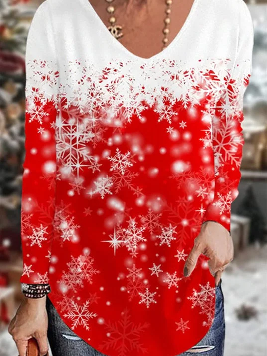 Women's Long Sleeve Scoop Neck Graphic Printed Tops