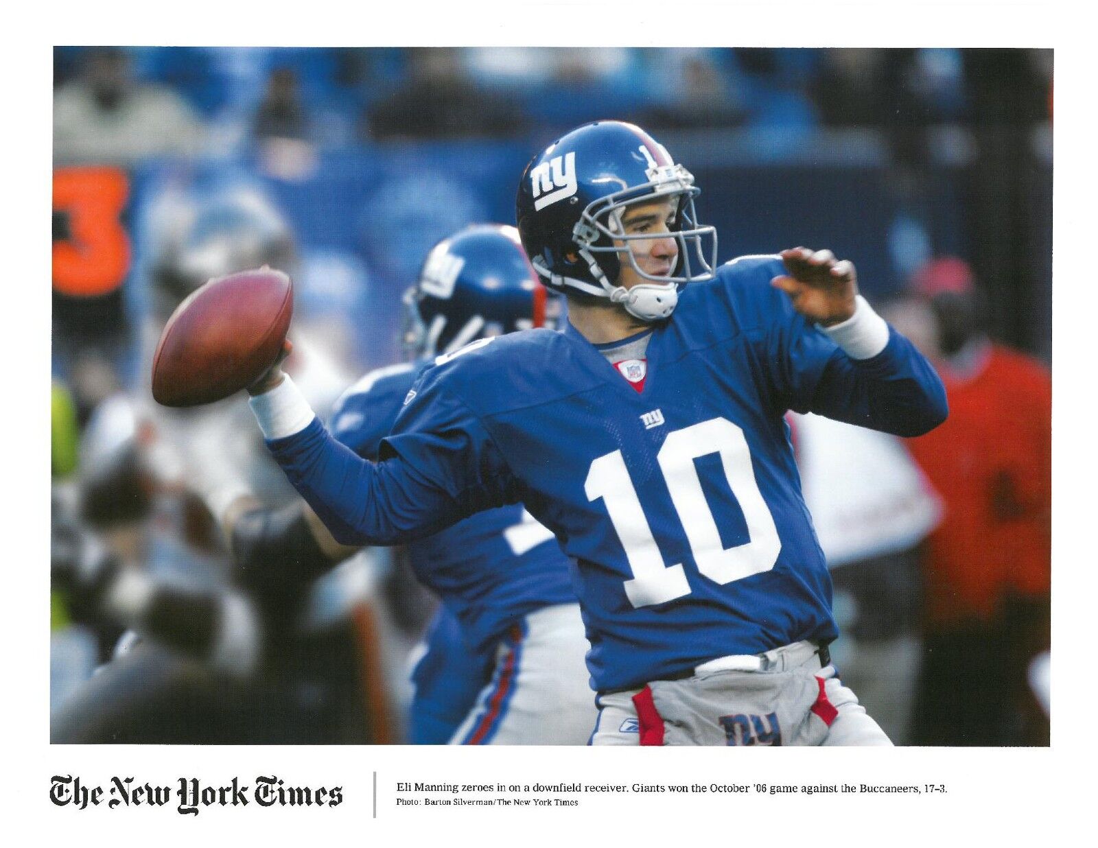 Eli Manning Unsigned Giants New York Times 8.5x11 Photo Poster painting US#954