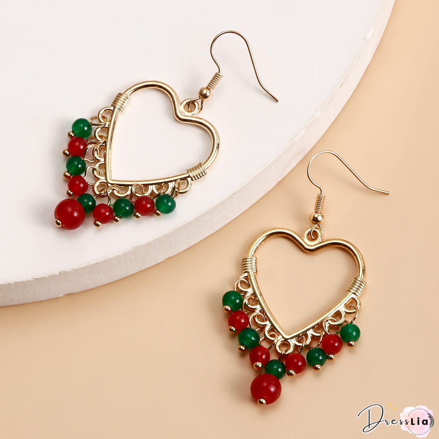 Fashion Hollow Big Heart Tassel Colored Crystal Earrings