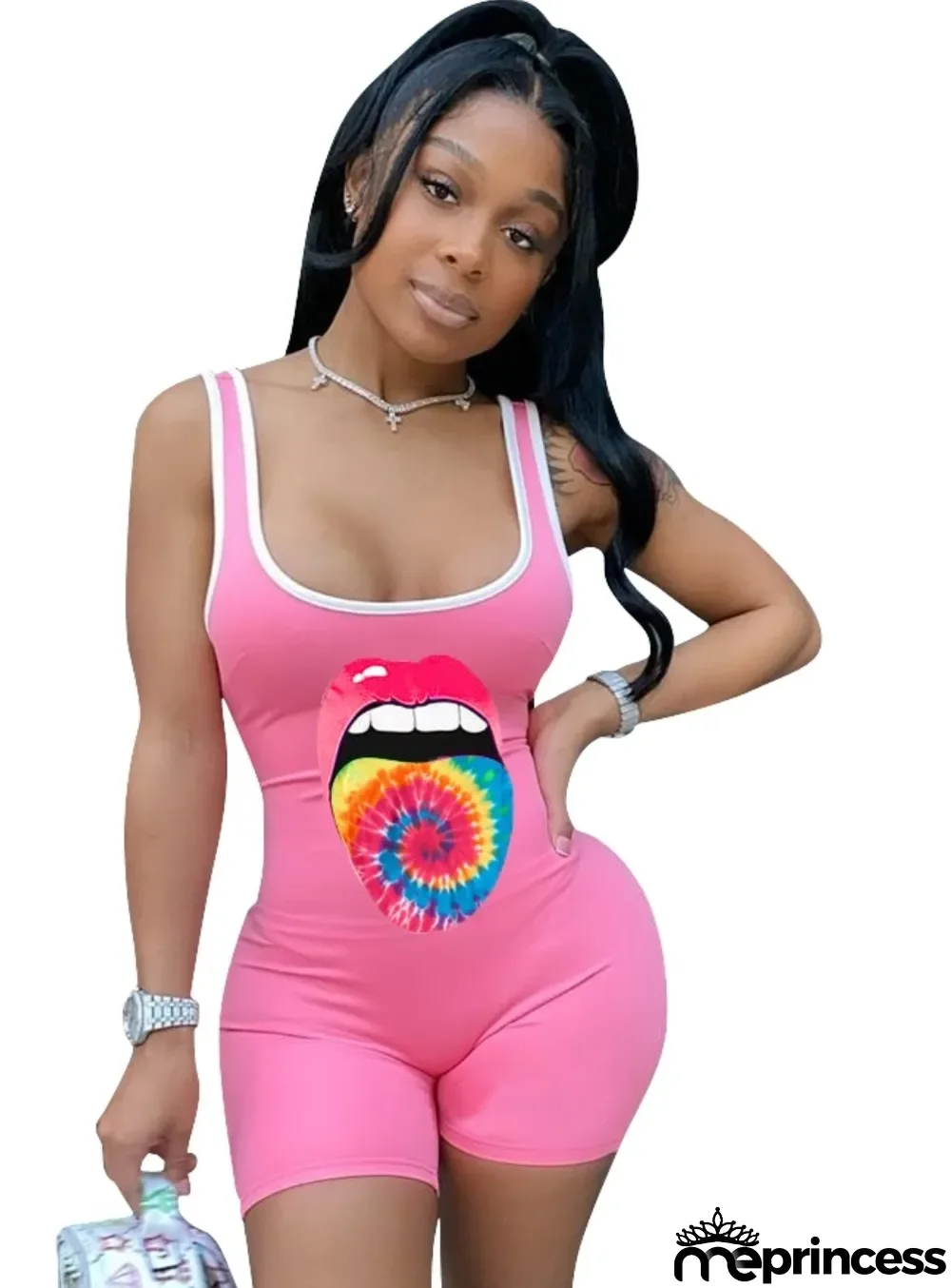 Sports Print Sexy Sleeveless Bodycon Rompers