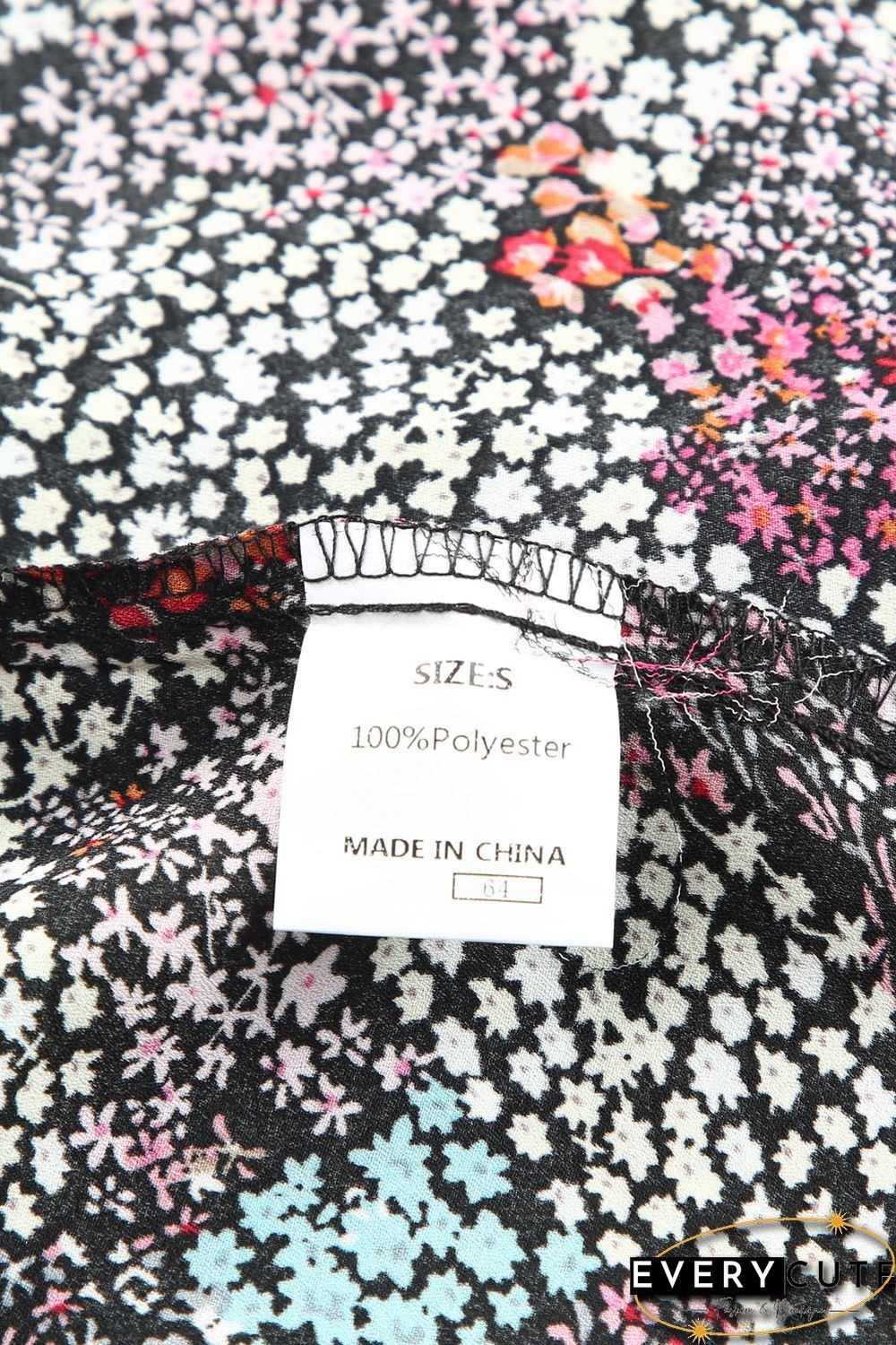 Multicolor Vibrant Floral Tie V Neck Puff Sleeve Blouse