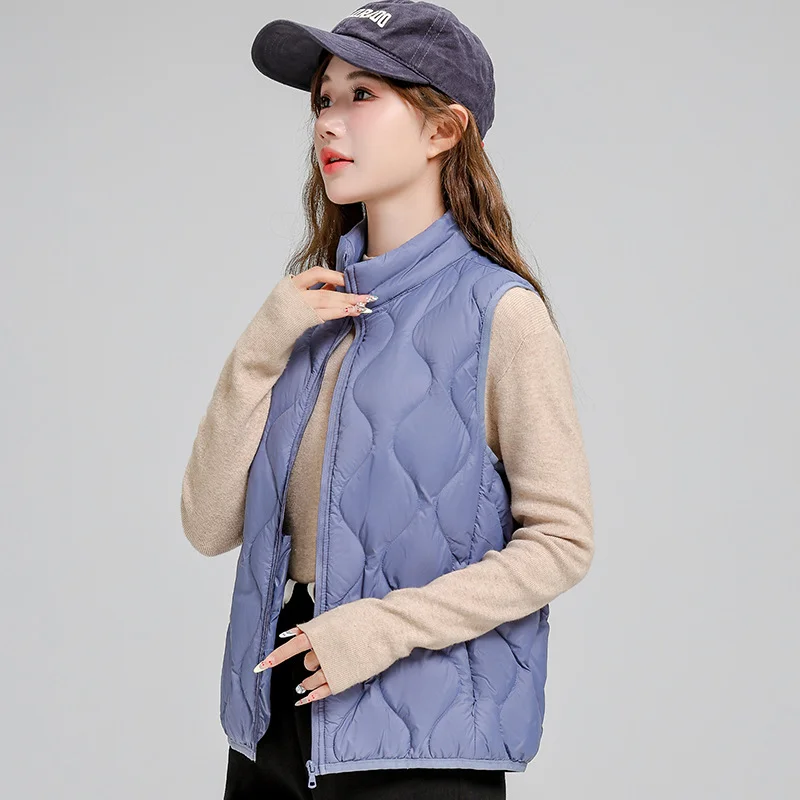 Toloer Autumn And Winter New Down Jacket Vest Female Short Stand Collar Casual Gourd Pressure Line Light Sleeveless Coat Coat-Outfit Ideas