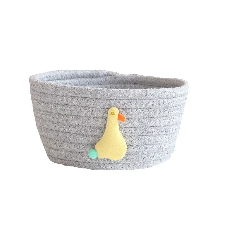 Cotton Rope Storage Baskets With Animals Shape Baby Dirty Clothes Laundry Basket Handmade Weaving Desktop Sundries Organizer Box
