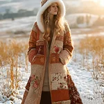 Bohemian Style Plant Flower Pattern Women's Winter Knitted Sweater Coat - Image 2